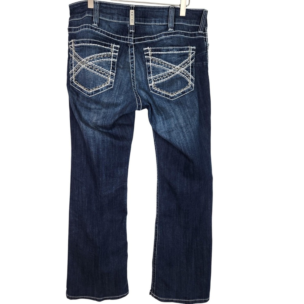 Ariat REAL Jeans Womens 30 Short Dark Wash Bootcut Denim Western Stitch - Picture 2 of 9